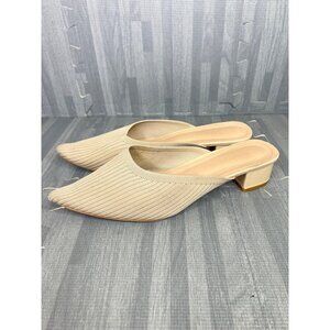 TIJN Helka Pointed Toe Mules Women 10 Cream Knit Sandals Low Slip On